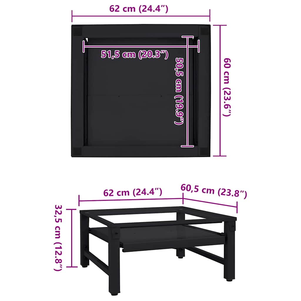 Vaskemaskine Pedestal Sort 62 x 60,5 x 32,5 cm Stål