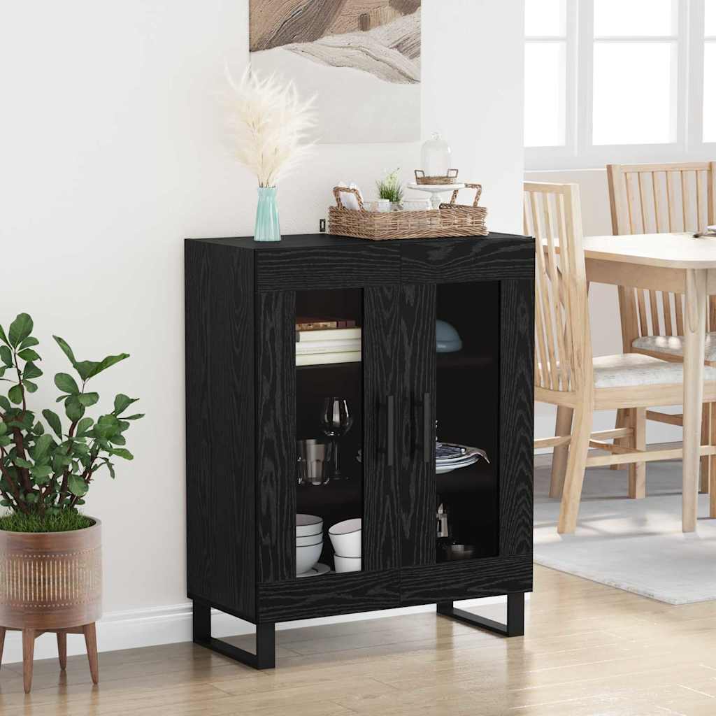 Sideboard Sort eg 69,5 x 34 x 90 cm Konstrueret træ