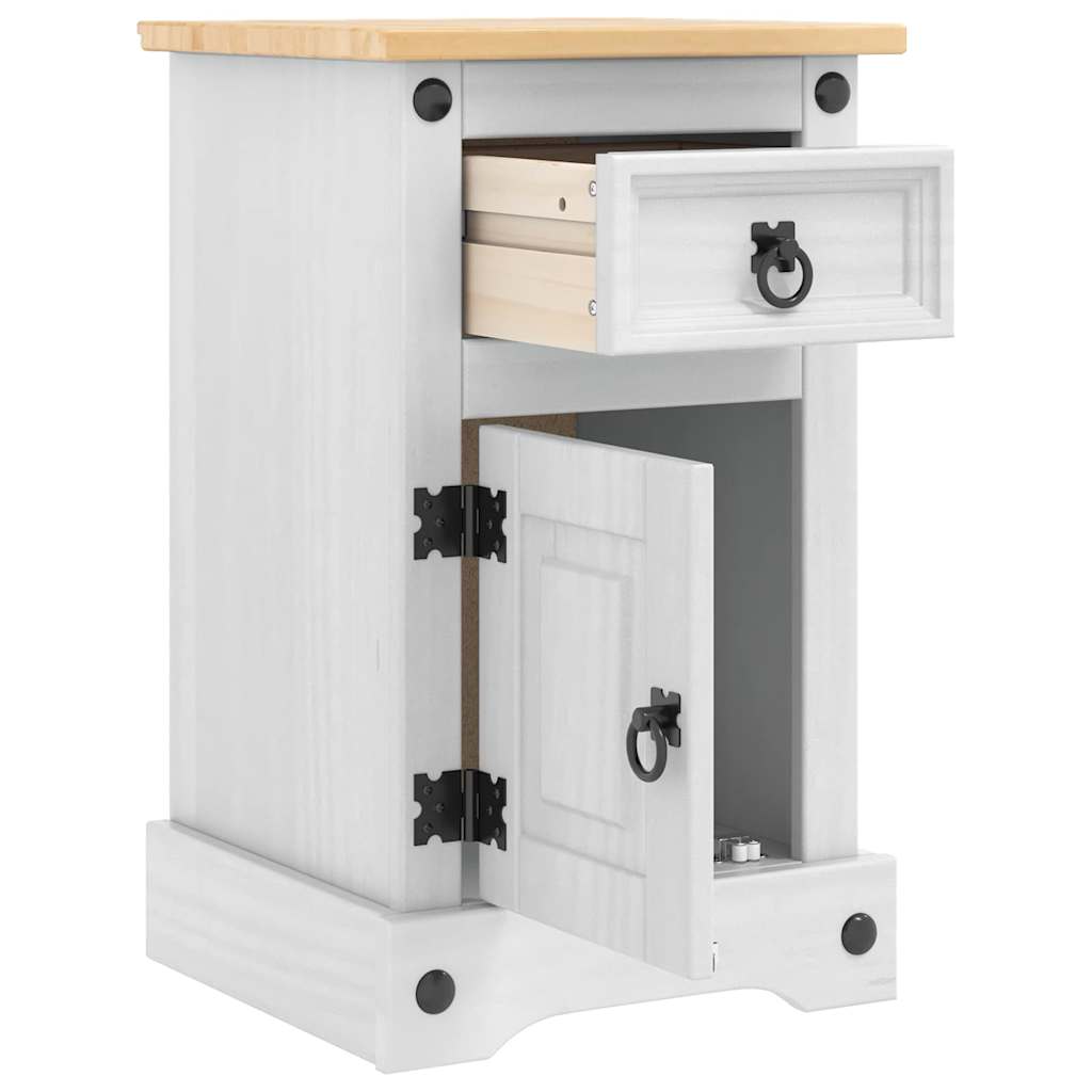 Sengebord Corona Hvid 35 x 32,5 x 58 cm Massiv fyrretræ