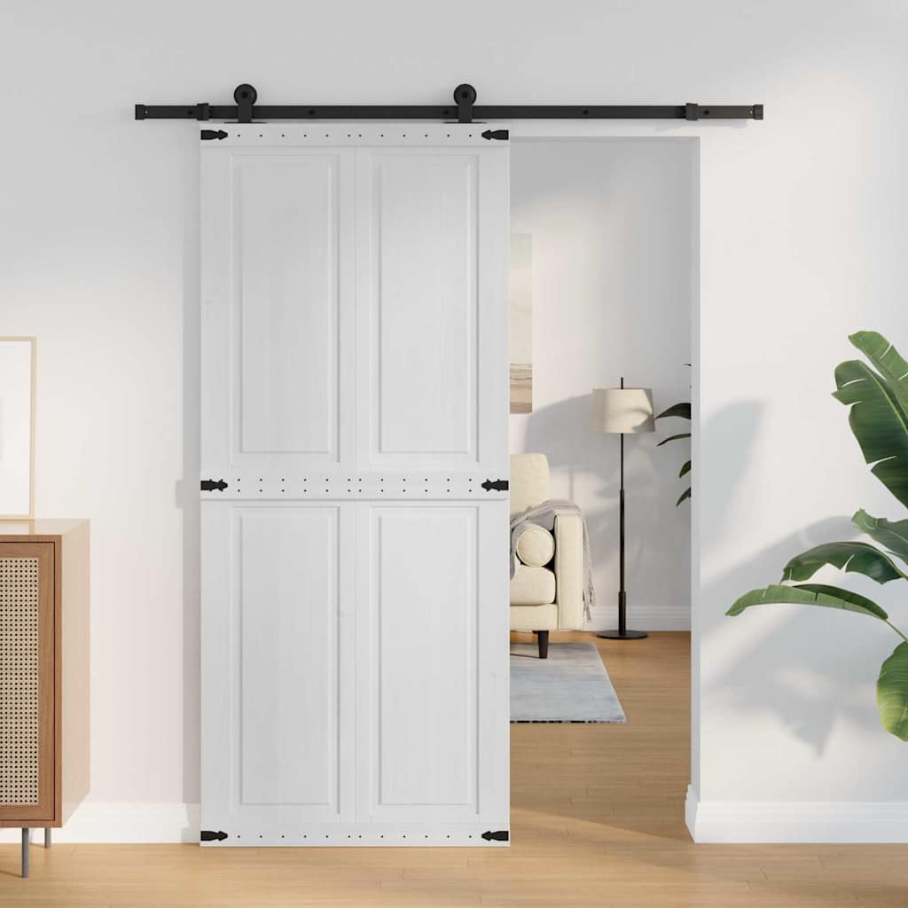 Ladedør CORONA 90 x 210 cm Massivt fyrretræ Hvid