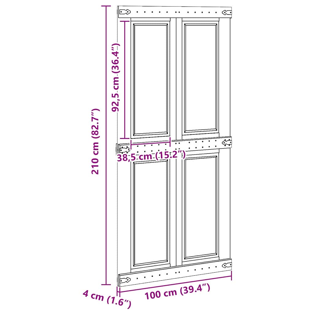 Ladedør CORONA 100 x 210 cm Massivt fyrretræ Hvid
