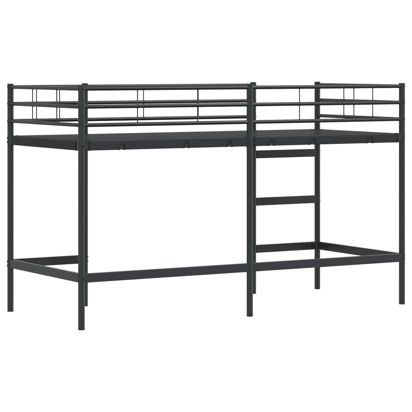 Børns Loft Seng Ramme Ensfarvet Sort 75 x 190 cm Stål