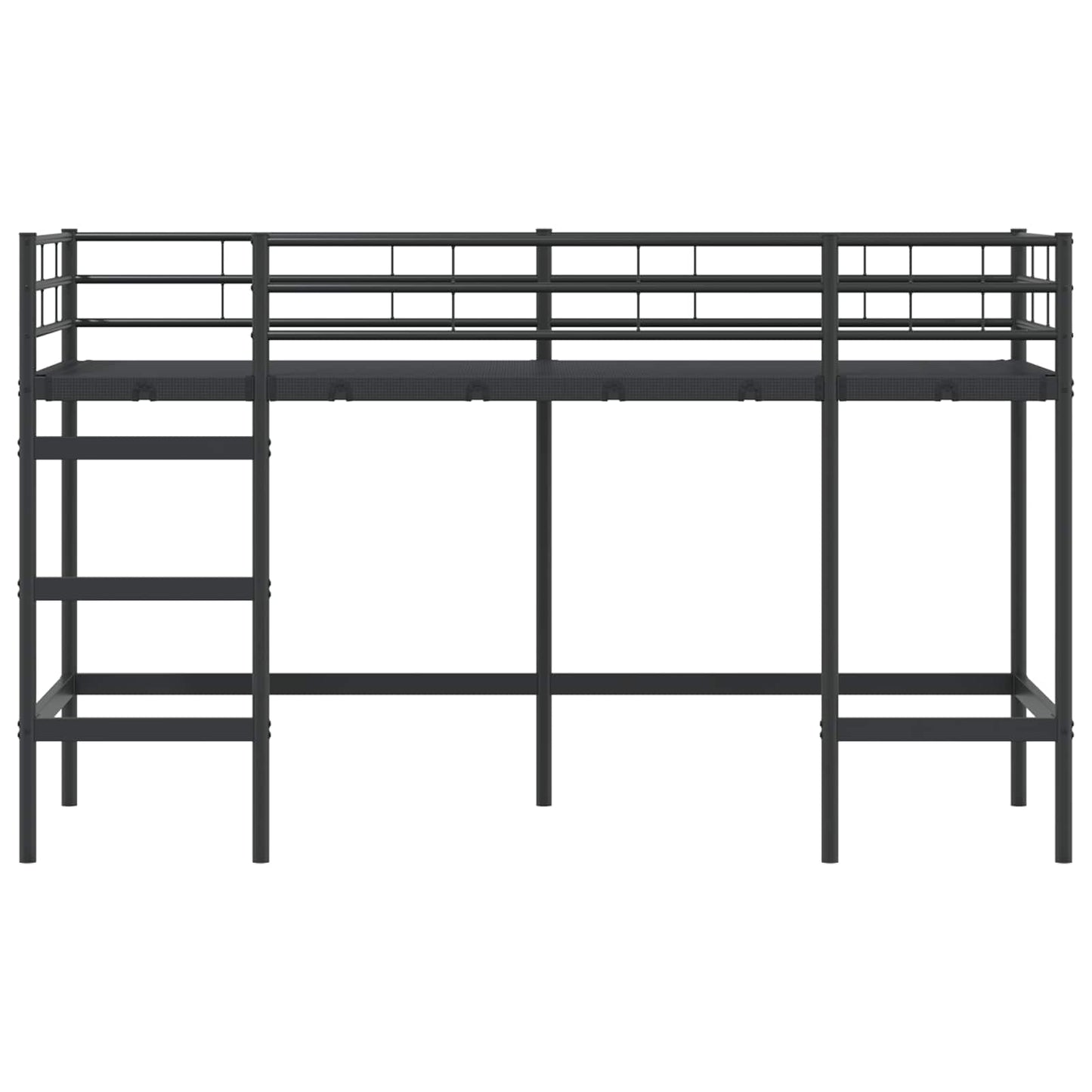 Børns Loft Seng Ramme Ensfarvet Sort 75 x 190 cm Stål