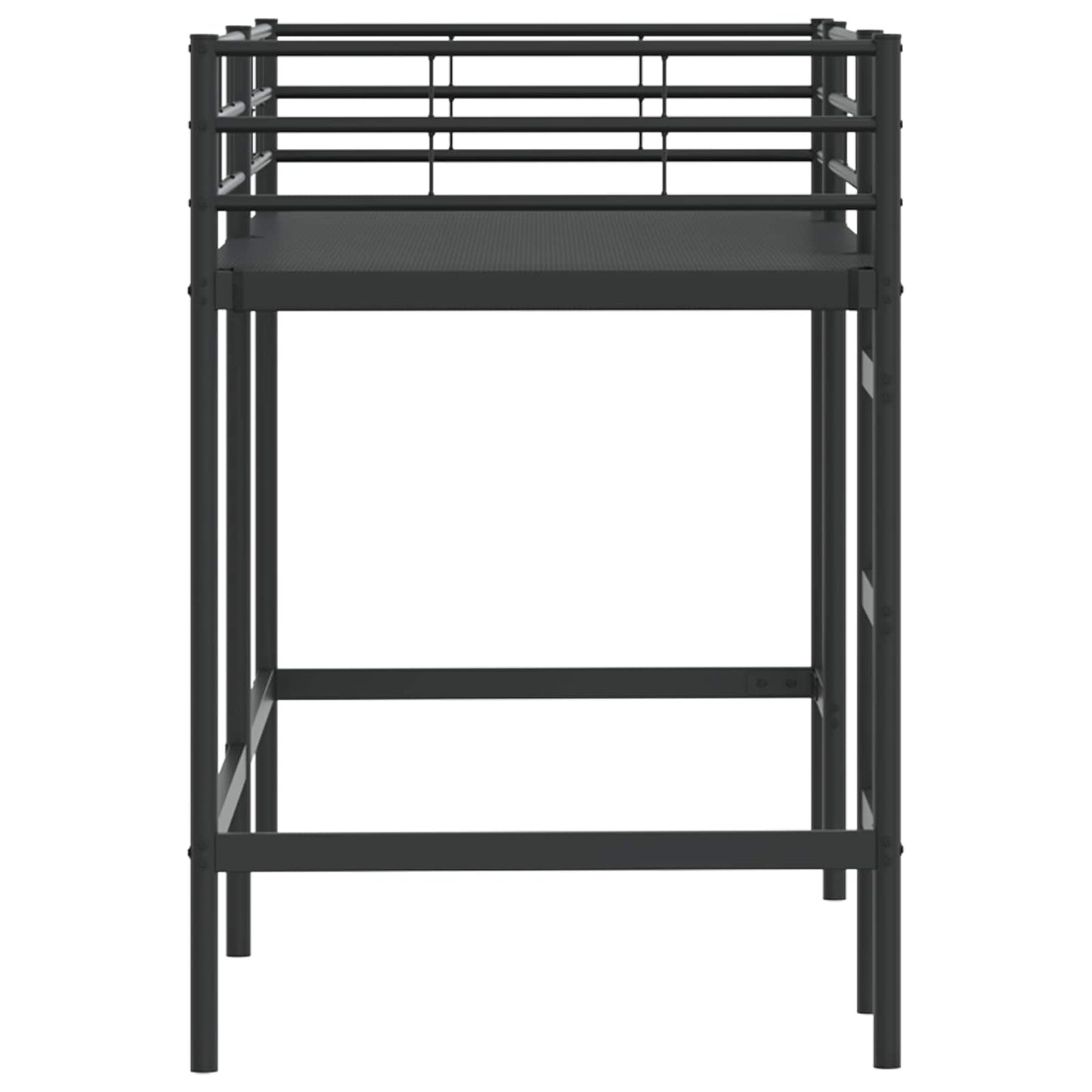 Børns Loft Seng Ramme Ensfarvet Sort 75 x 190 cm Stål