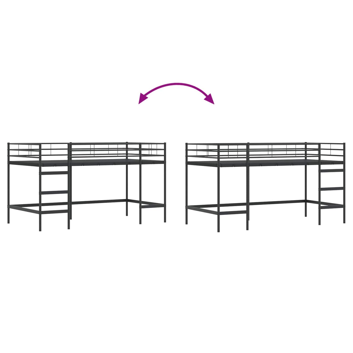 Børns Loft Seng Ramme Ensfarvet Sort 107 x 203 cm Stål