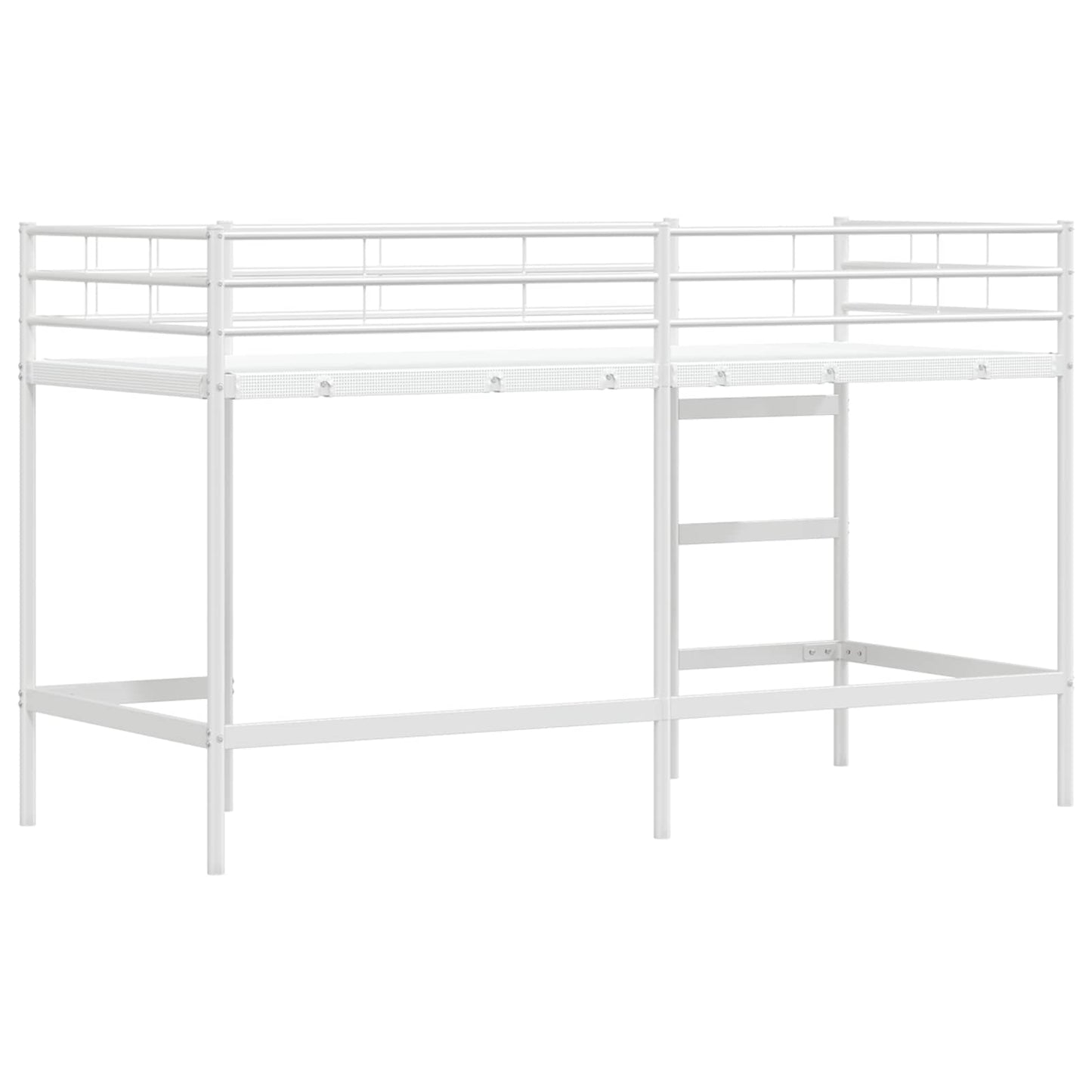 Børns Loft Seng Ramme Ensfarvet Hvid 75 x 190 cm Stål