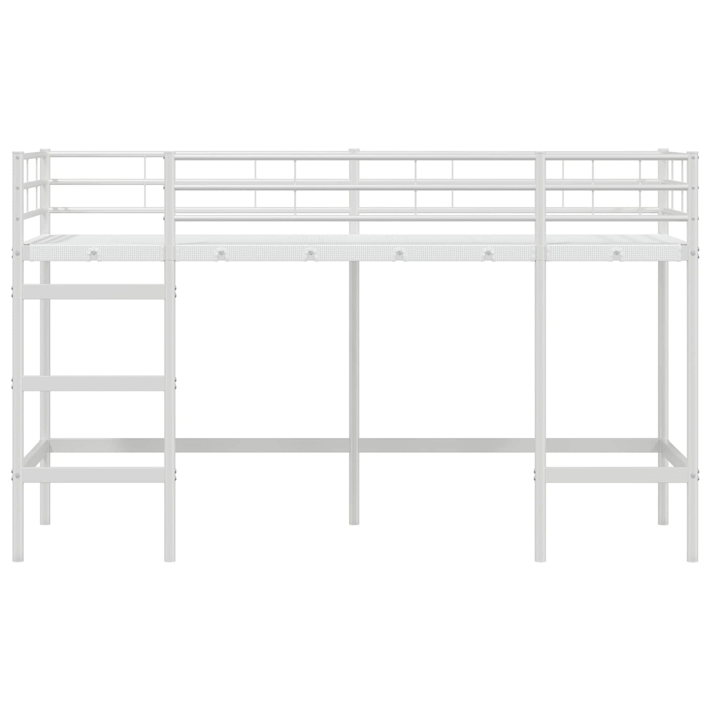 Børns Loft Seng Ramme Ensfarvet Hvid 75 x 190 cm Stål