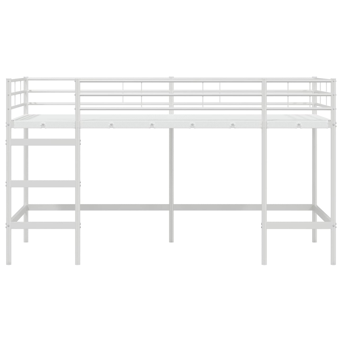 Børns Loft Seng Ramme Ensfarvet Hvid 80 x 200 cm Stål