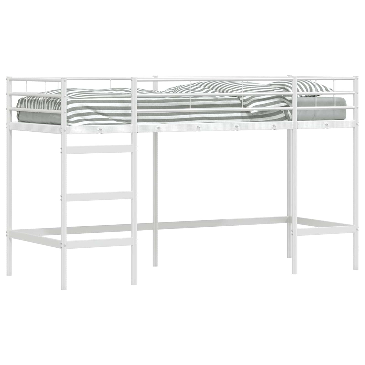 Børns Loft Seng Ramme Ensfarvet Hvid 100 x 190 cm Stål