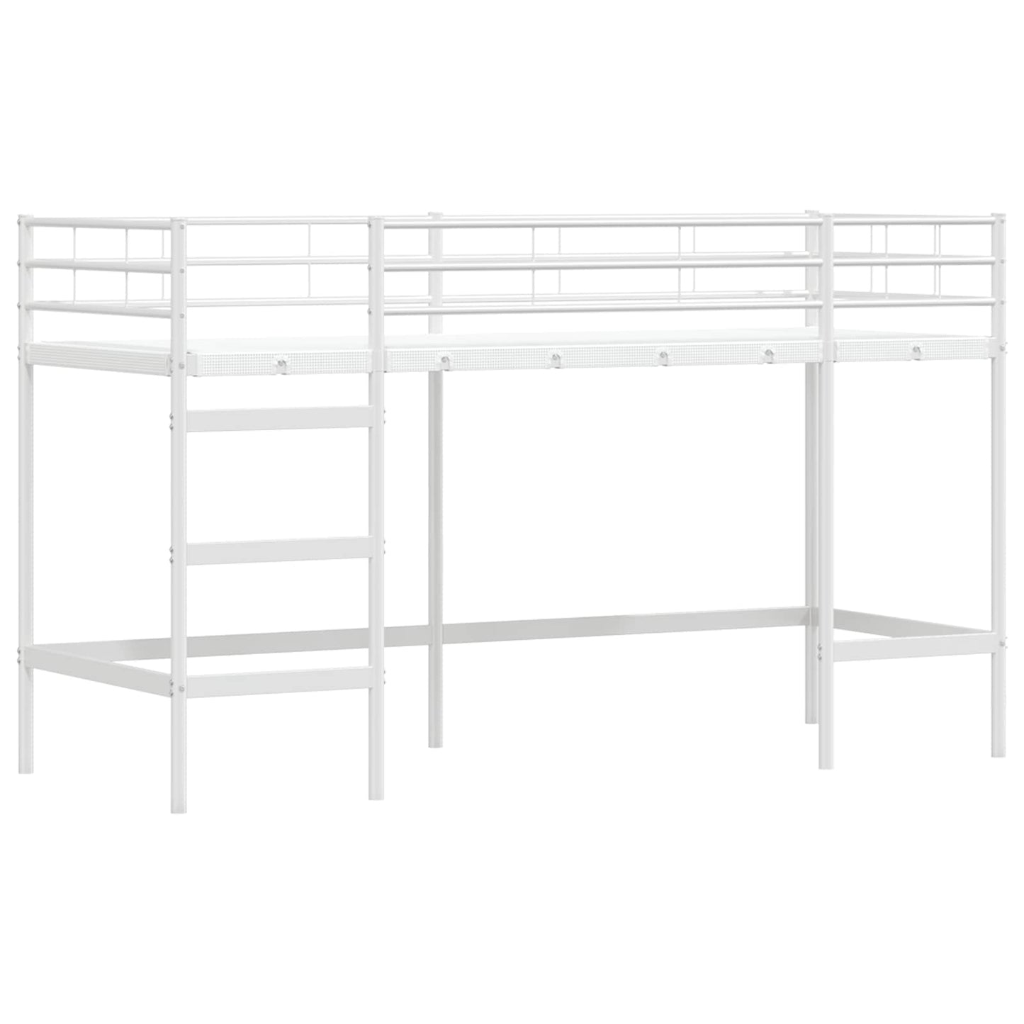 Børns Loft Seng Ramme Ensfarvet Hvid 100 x 190 cm Stål
