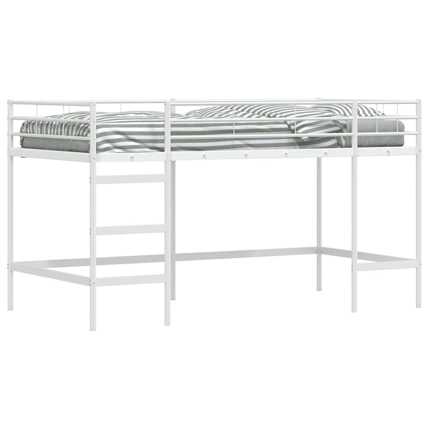 Børns Loft Seng Ramme Ensfarvet Hvid 107 x 203 cm Stål