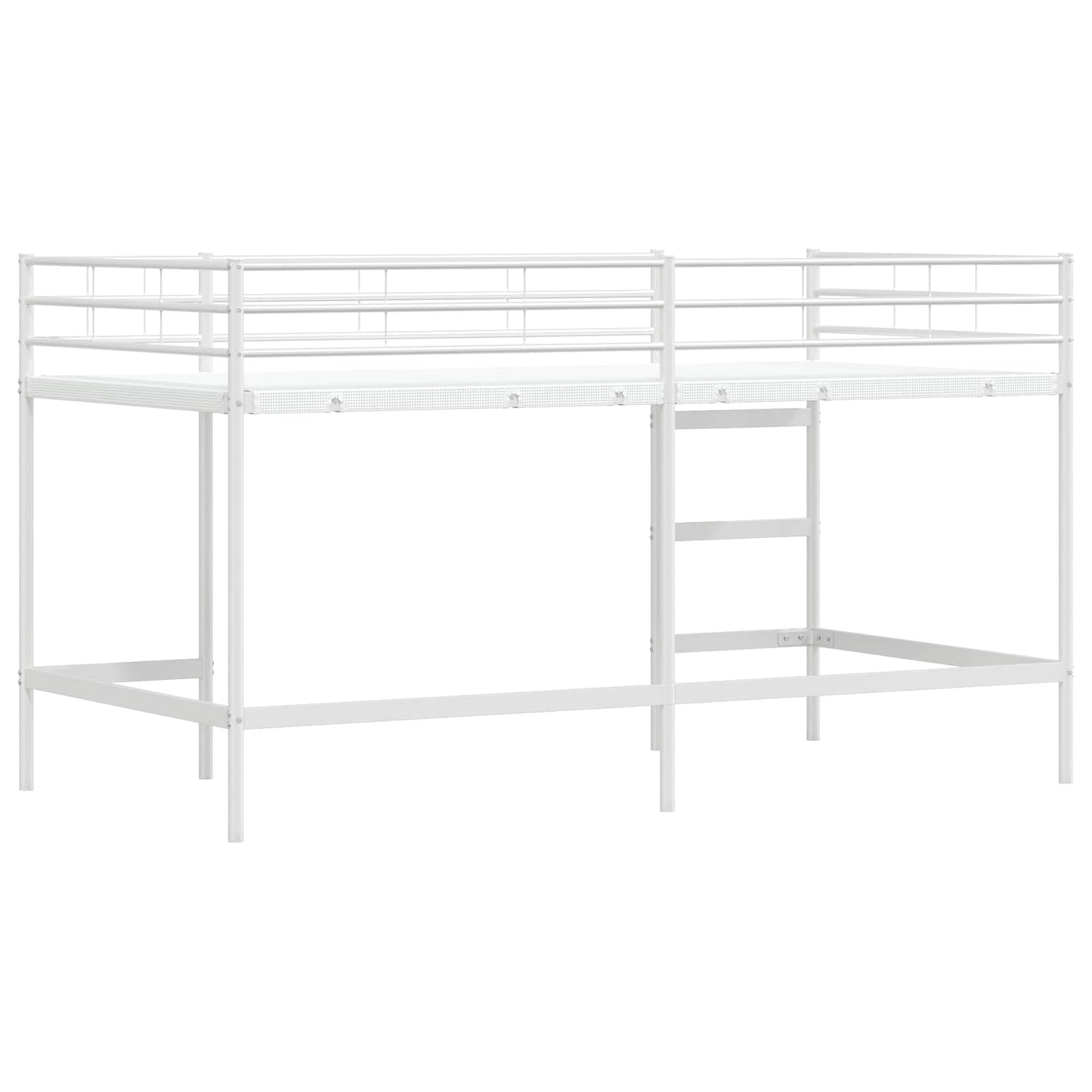 Børns Loft Seng Ramme Ensfarvet Hvid 107 x 203 cm Stål