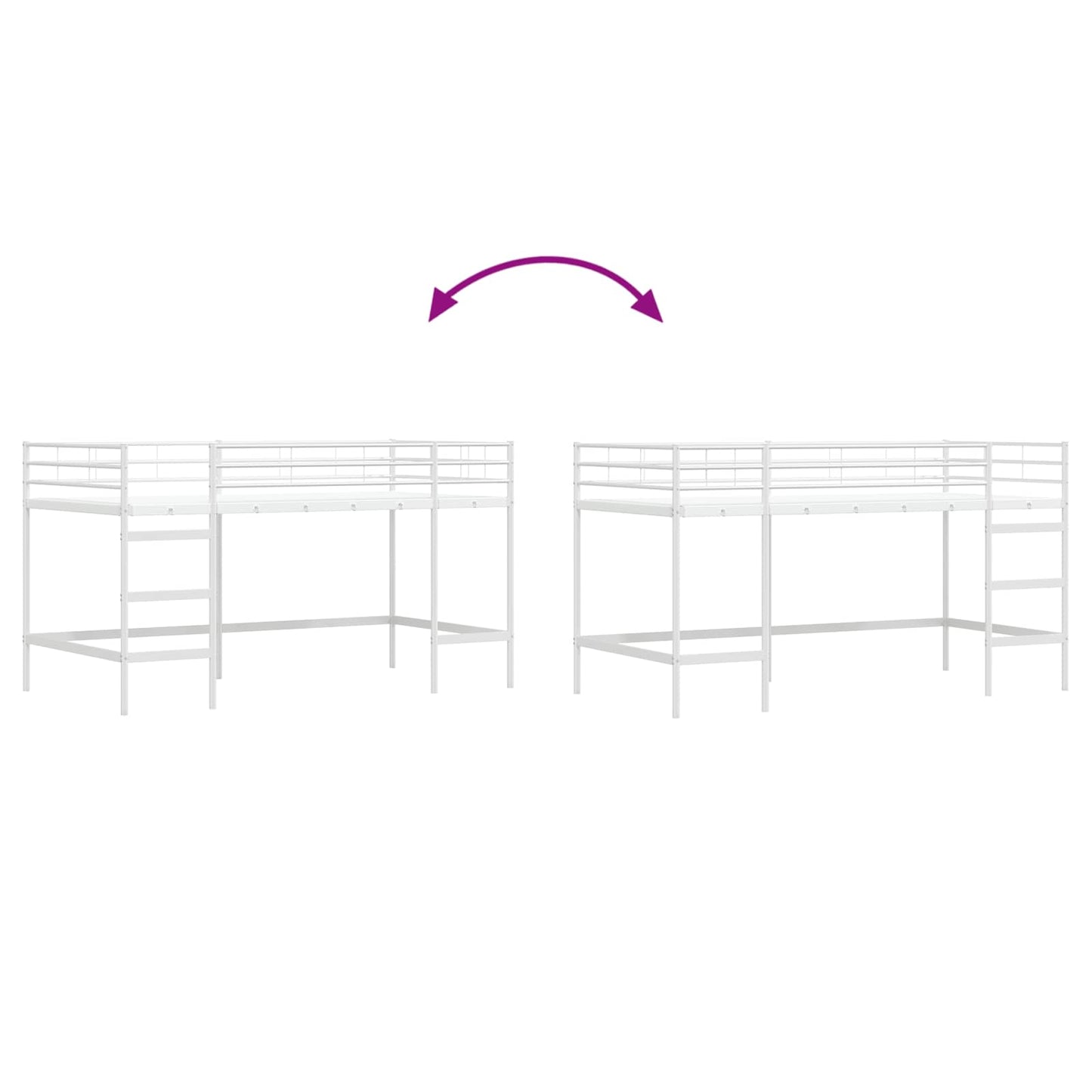Børns Loft Seng Ramme Ensfarvet Hvid 107 x 203 cm Stål