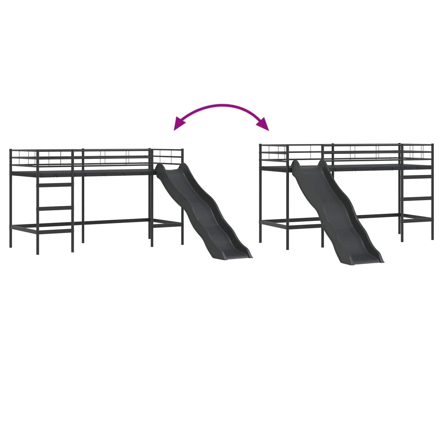 Kids'loftseng med rutsjebane Sort og Anthracit 75 x 190 cm