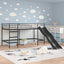 Kids'loftseng med rutsjebane Sort og Anthracit 90 x 200 cm