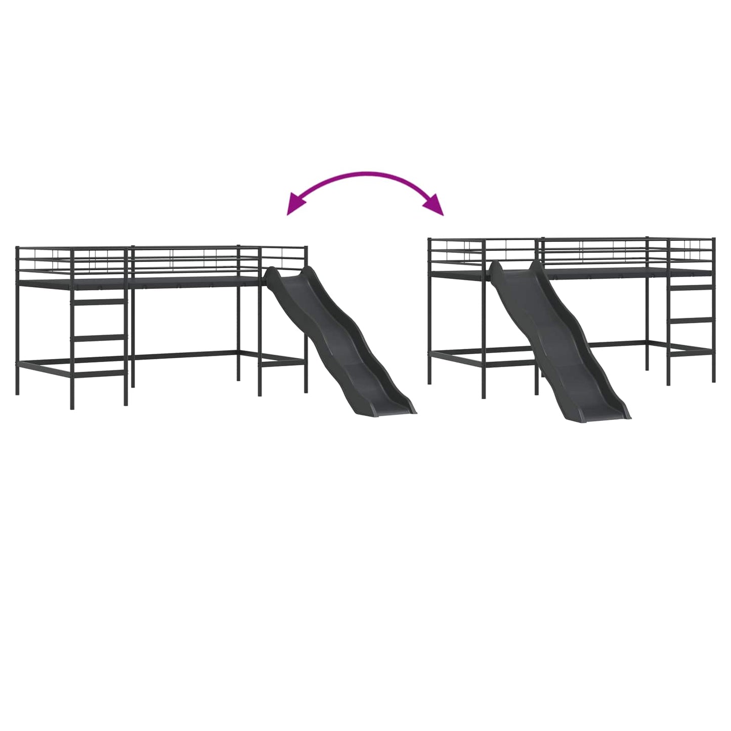 Kids'loftseng med rutsjebane Sort og Anthracit 100 x 200 cm