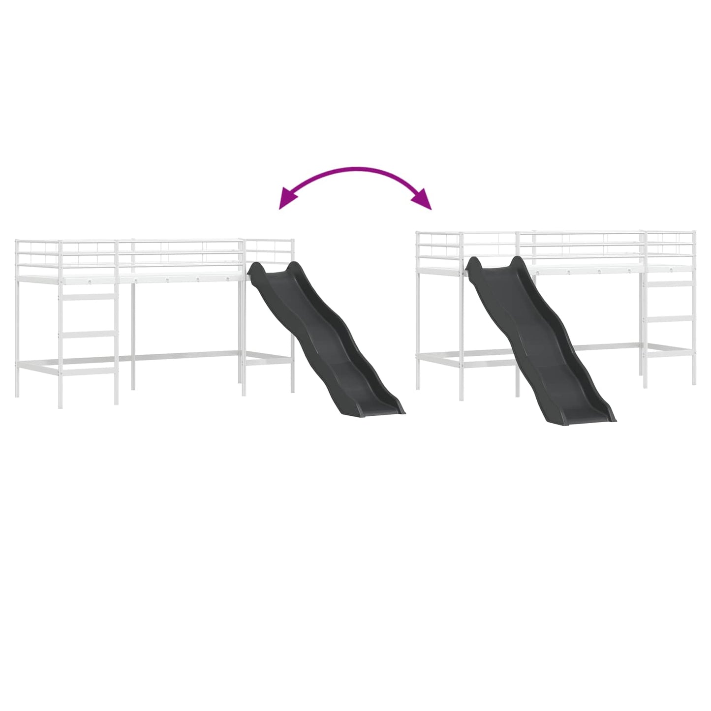 Kids'loftseng med rutsjebane Hvid og Antracit 100 x 190 cm