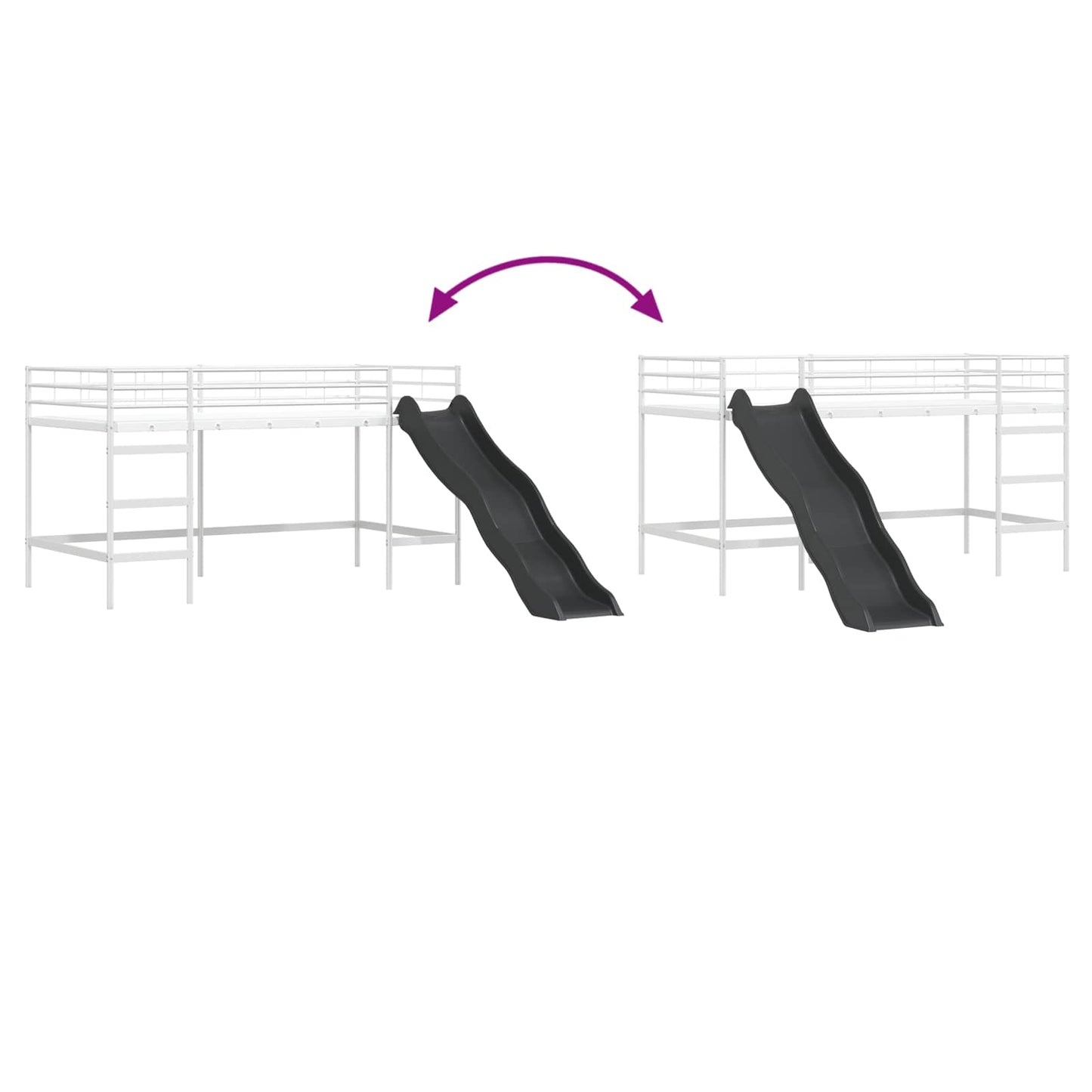 Kids'loftseng med rutsjebane Hvid og Antracit 107 x 203 cm
