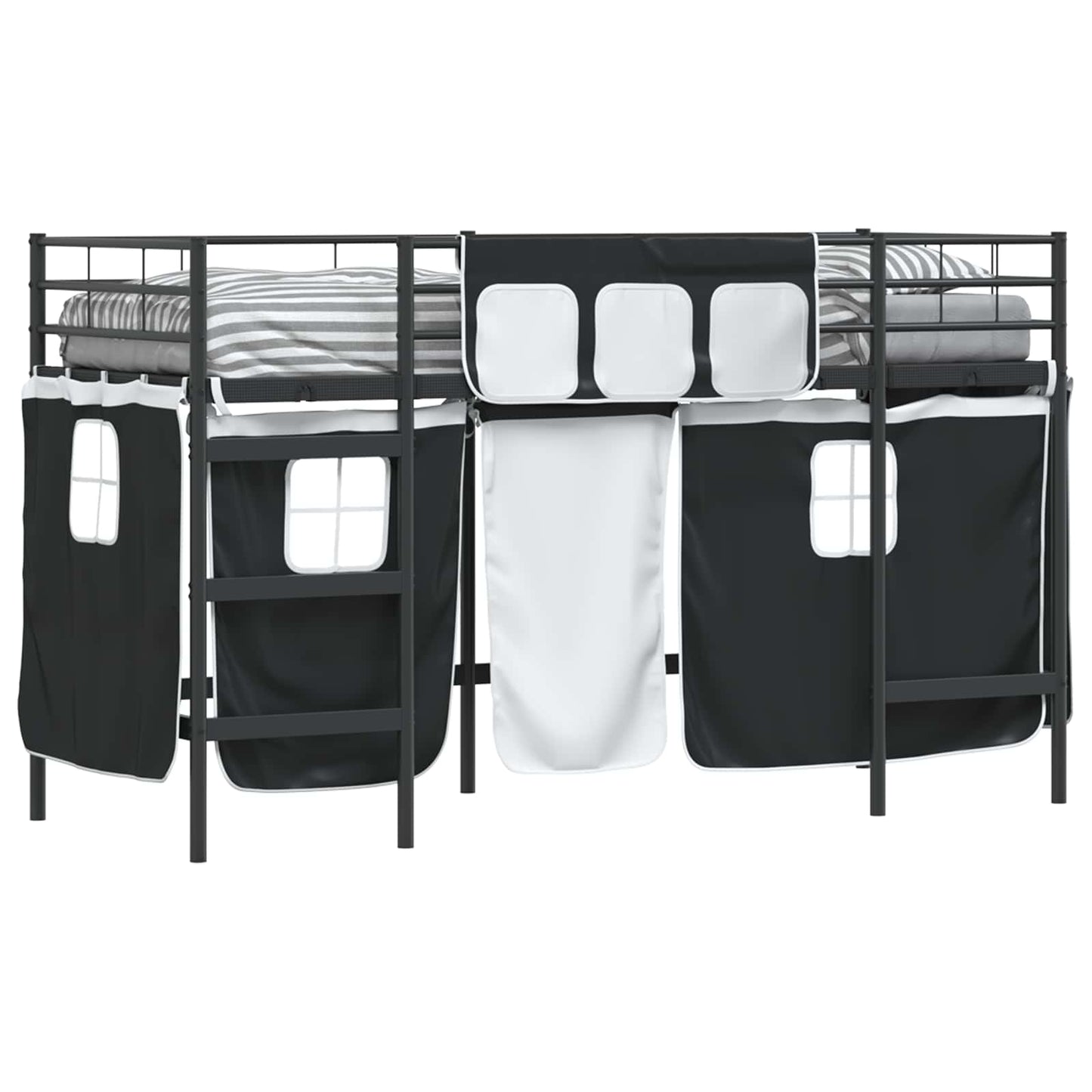 Kids'loftseng med gardiner Sort 90 x 190 cm