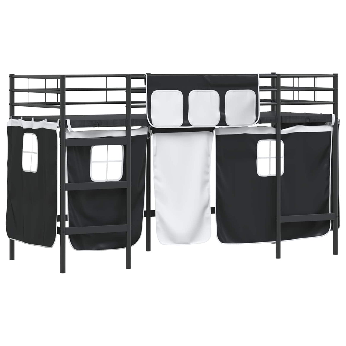Kids'loftseng med gardiner Sort 90 x 190 cm