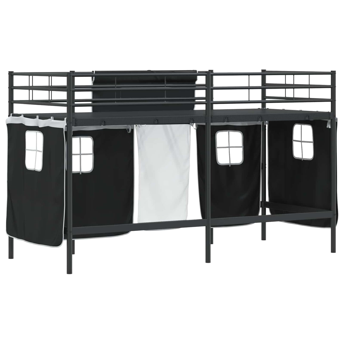 Kids'loftseng med gardiner Sort 100 x 190 cm