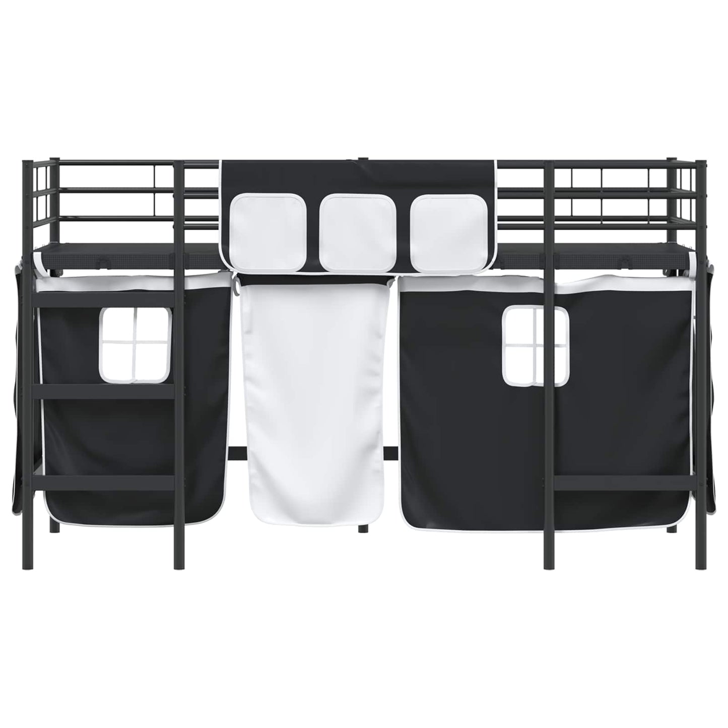 Kids'loftseng med gardiner Sort 100 x 190 cm