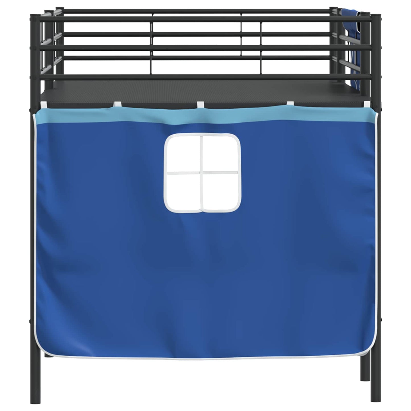Kids'loftseng med gardiner Ensfarvet Sort og Blå 107 x 203 cm