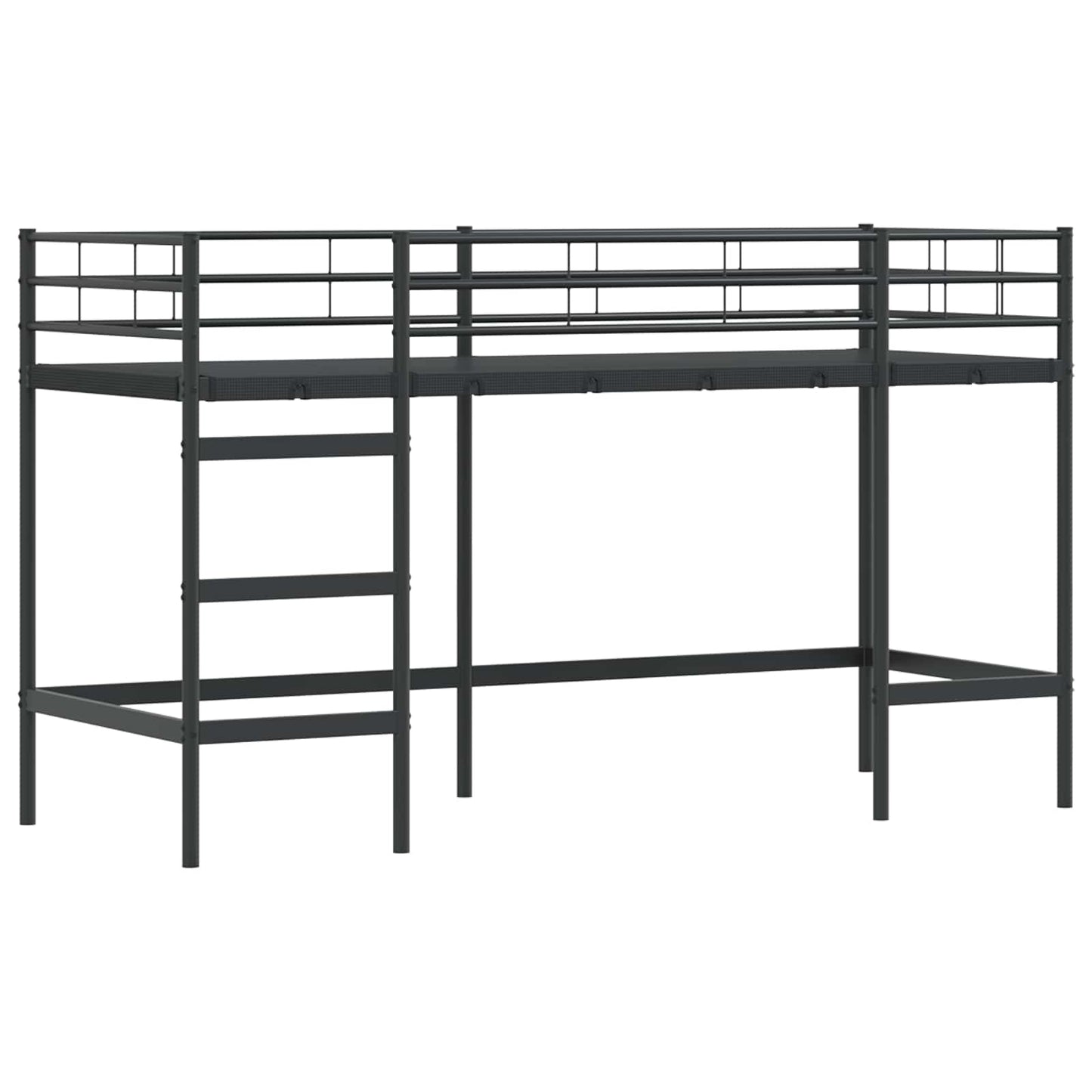 Kids'loftseng med gardiner Sort og Lyserød 90 x 190 cm