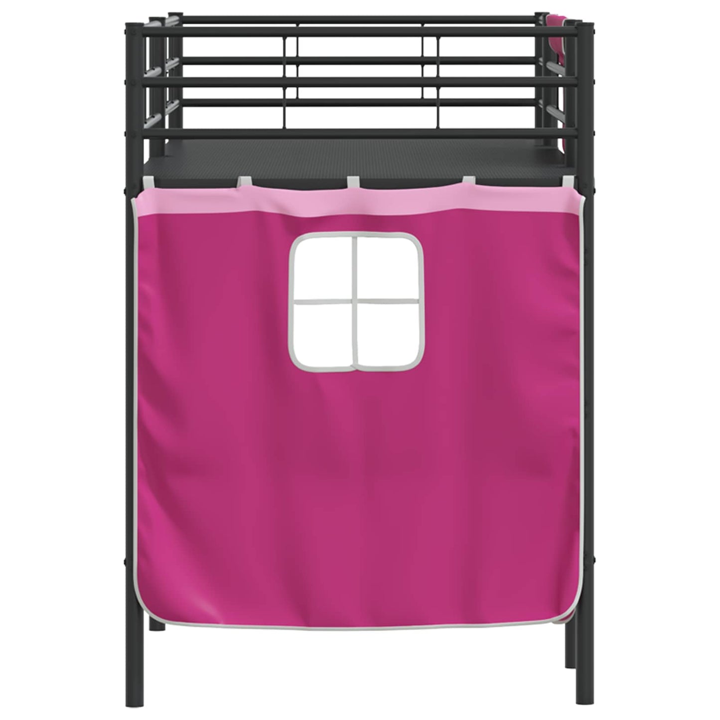 Kids'loftseng med gardiner Sort og Lyserød 90 x 190 cm