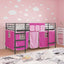 Kids'loftseng med gardiner Sort og Lyserød 90 x 200 cm