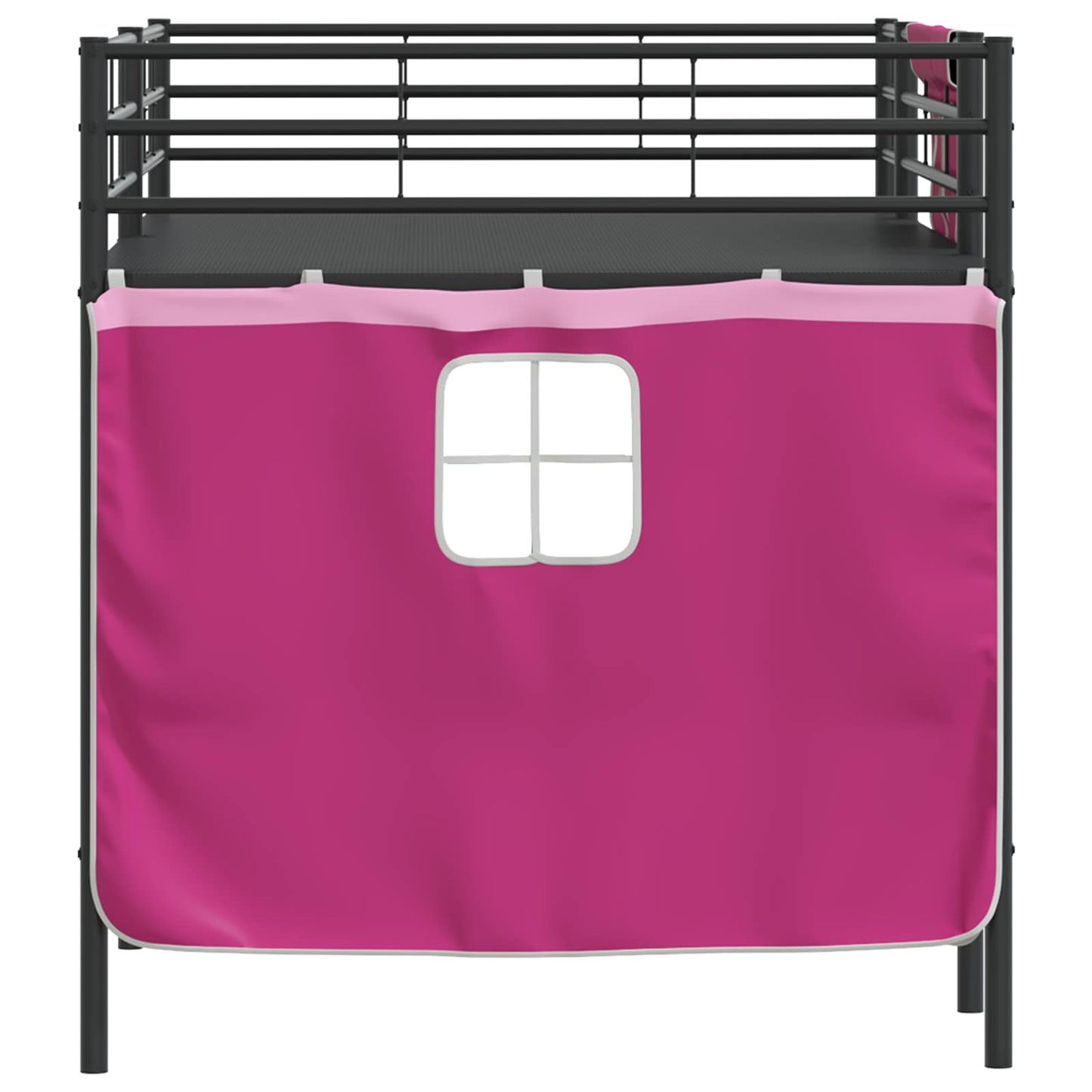 Kids'loftseng med gardiner Sort og Lyserød 90 x 200 cm