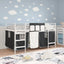 Kids'loftseng med gardiner Ensfarvet Hvid og sort 80 x 200 cm