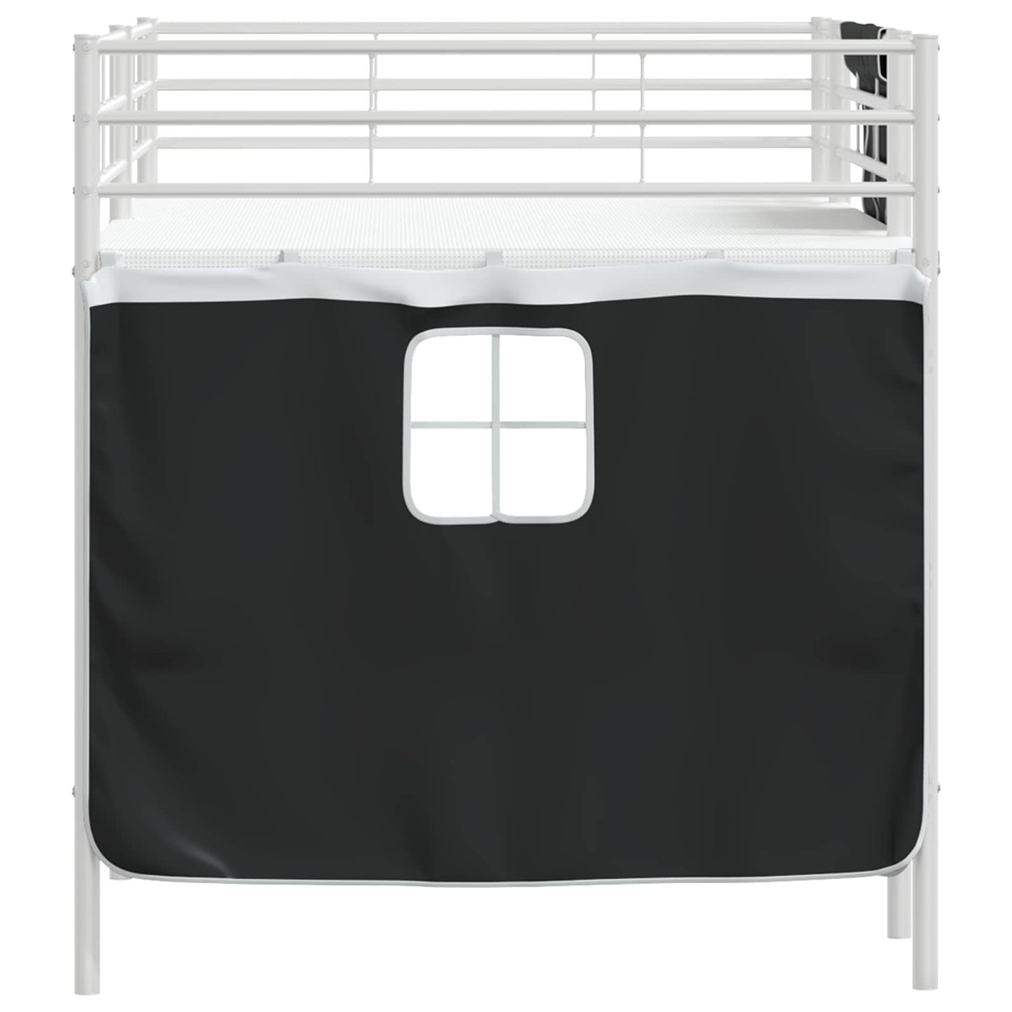 Kids'loftseng med gardiner Ensfarvet Hvid og sort 90 x 200 cm
