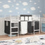 Kids'loftseng med gardiner Hvid og sort 100 x 190 cm