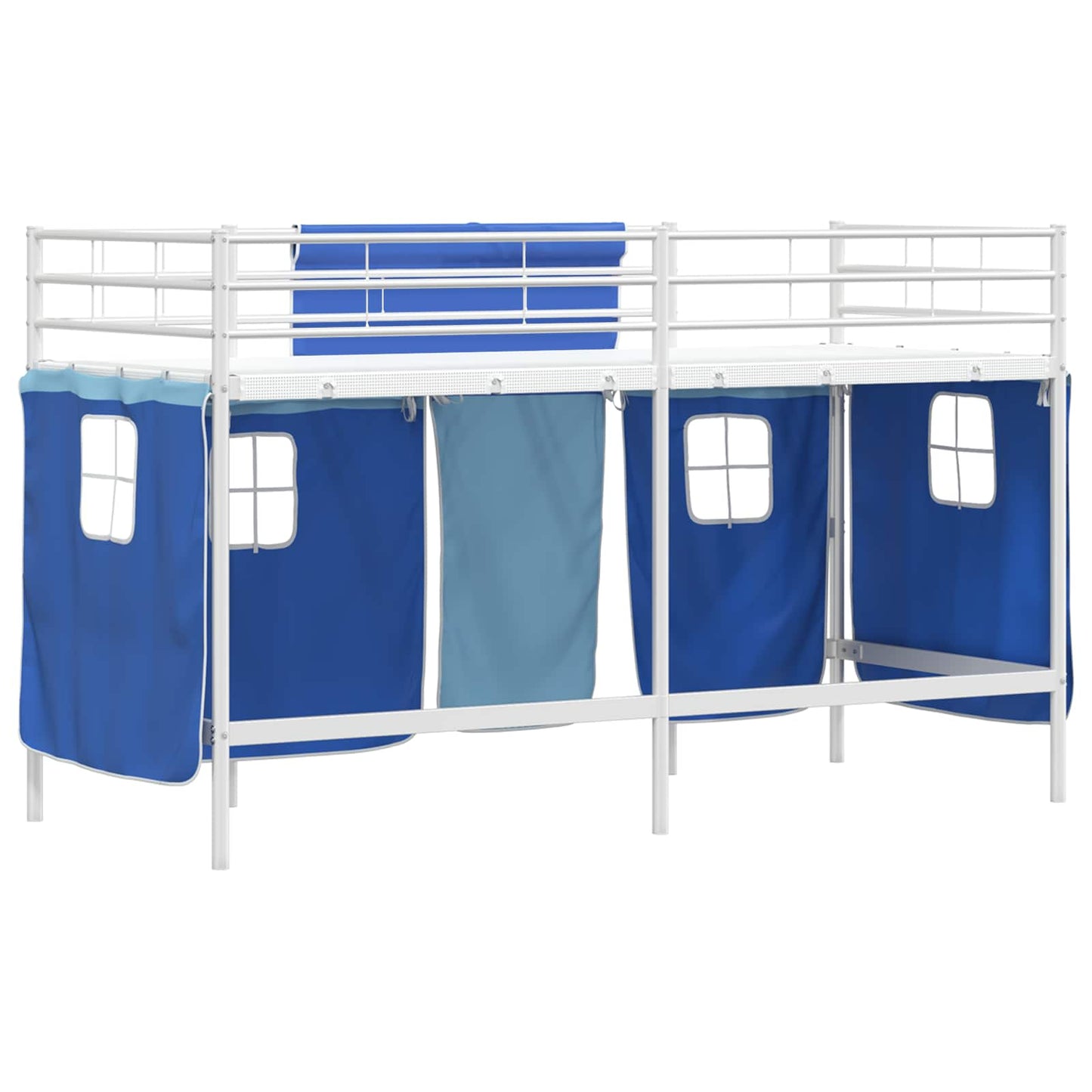 Kids'loftseng med gardiner Hvid og Blå 75 x 190 cm