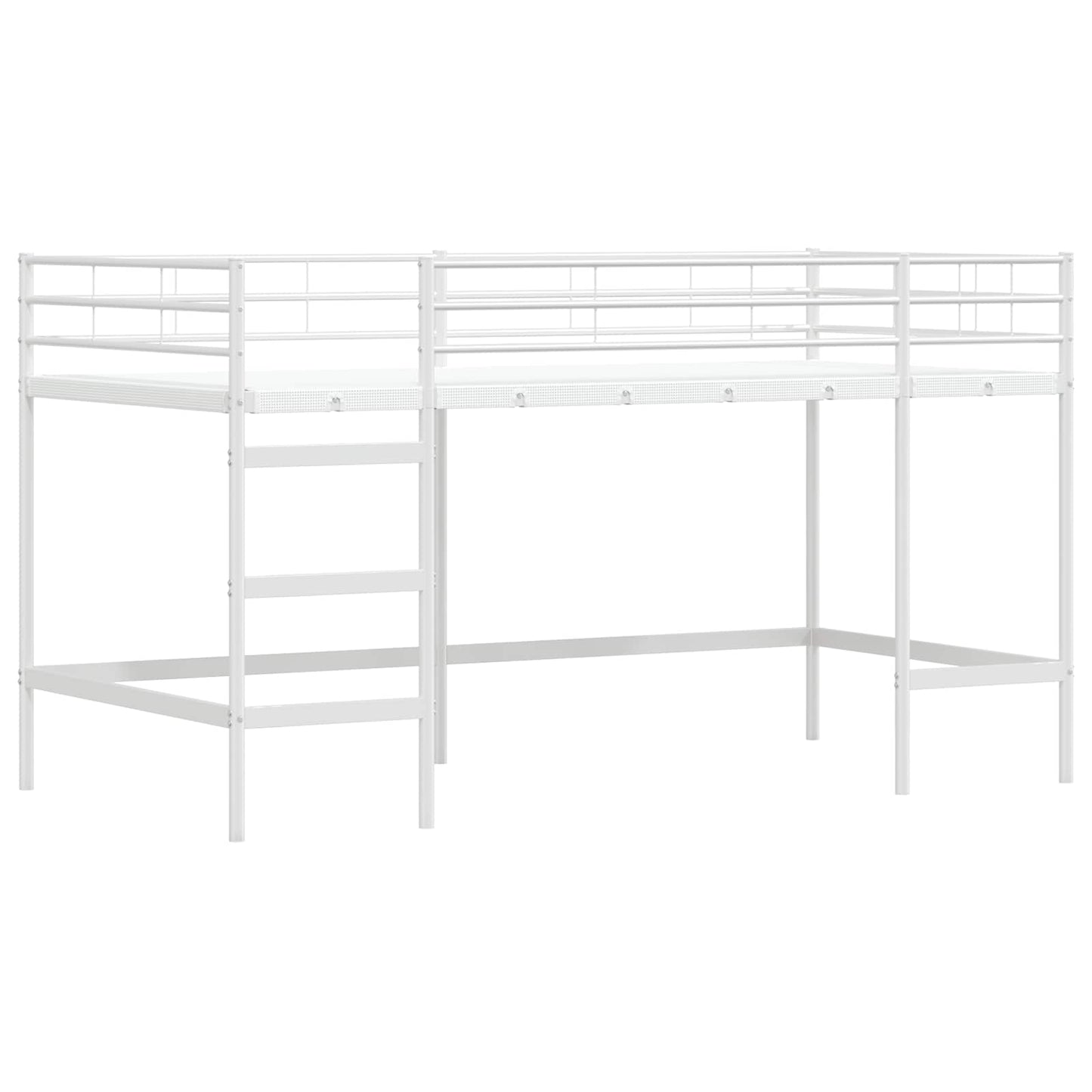 Kids'loftseng med gardiner Ensfarvet Hvid og Blå 80 x 200 cm