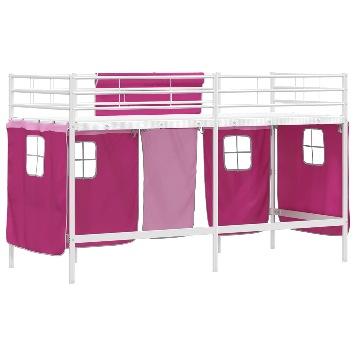 Kids'loftseng med gardiner Hvid og lyserød 100 x 190 cm