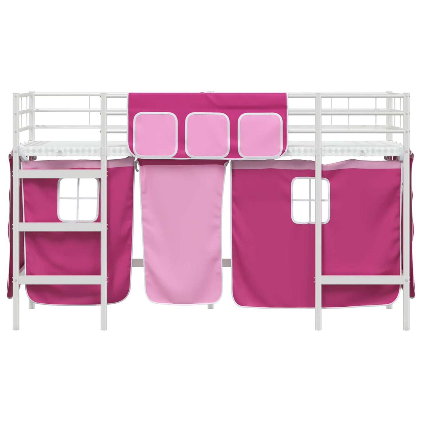 Kids'loftseng med gardiner Hvid og lyserød 100 x 190 cm