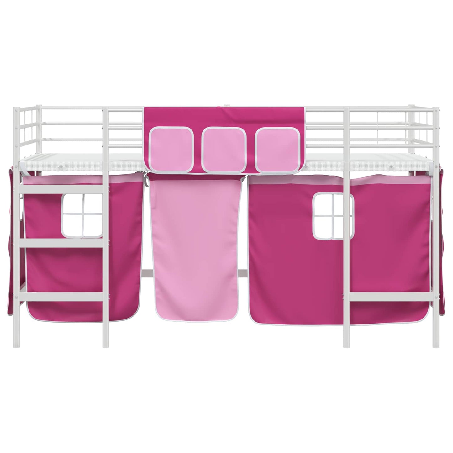 Kids'loftseng med gardiner Hvid og lyserød 107 x 203 cm
