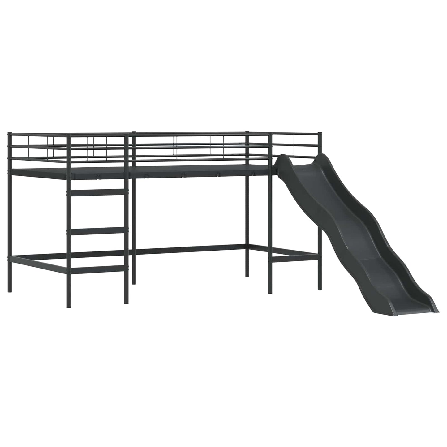Børns Loft Seng Ramme Sort og Lyserød 100 x 200 cm Metal
