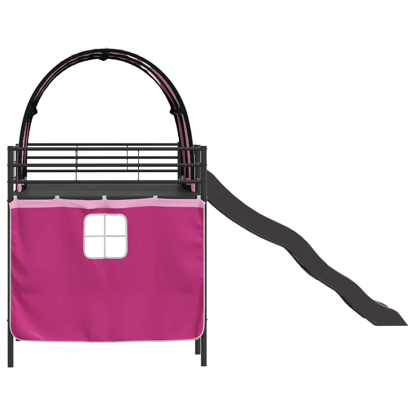 Børns Loft Seng Ramme Sort og Lyserød 107 x 203 cm Metal