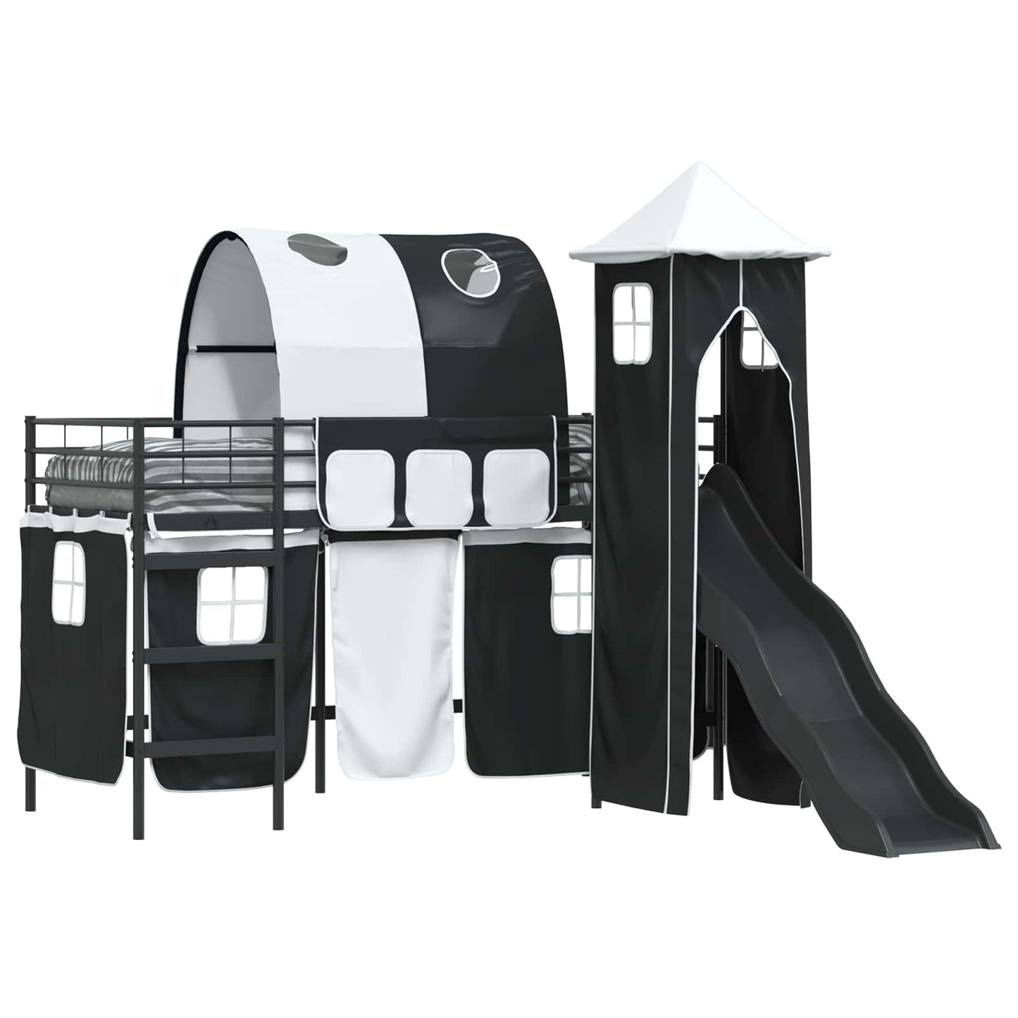 Børns Loft Seng Ramme Ensfarvet Sort 90 x 190 cm Metal