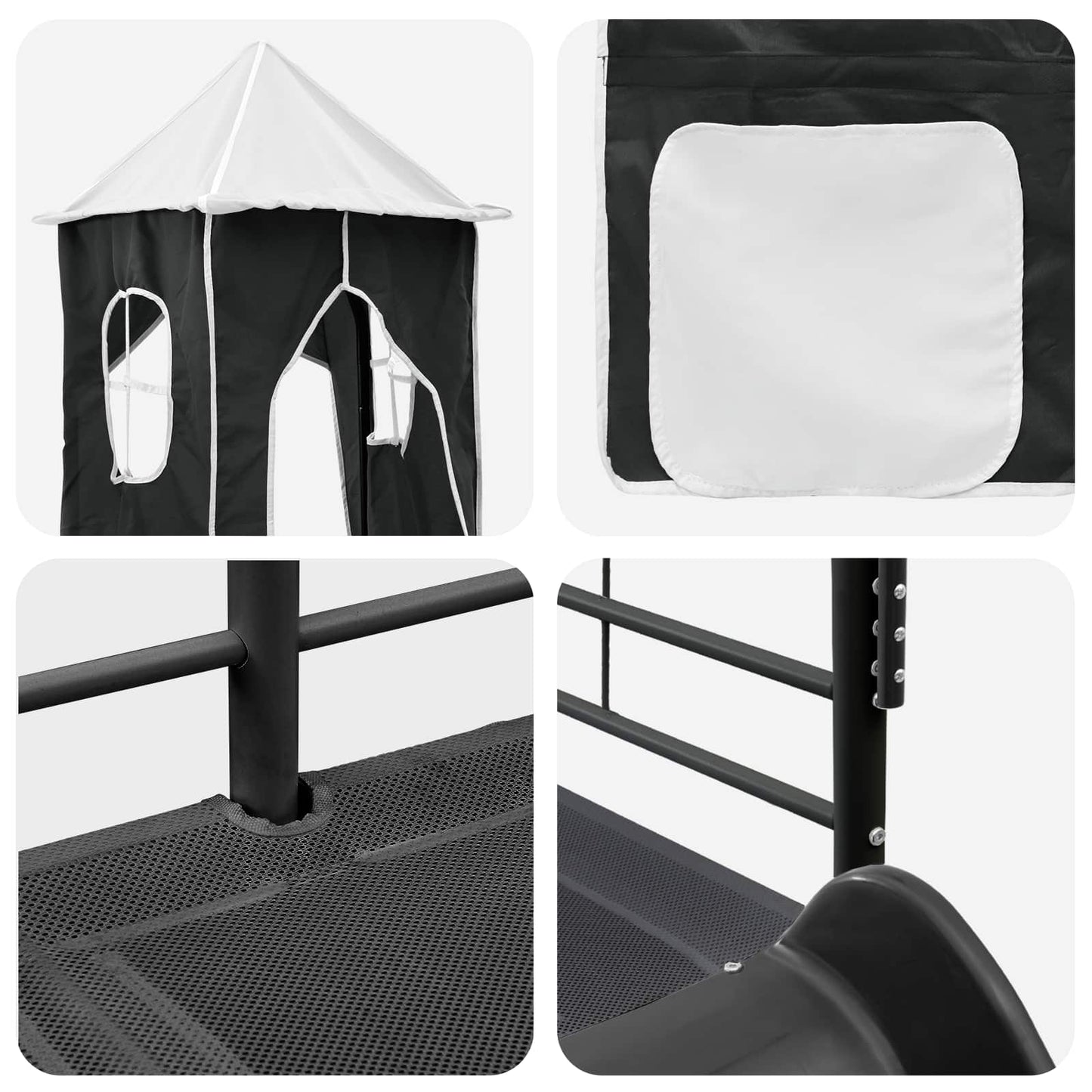 Børns Loft Seng Ramme Ensfarvet Sort 90 x 200 cm Metal