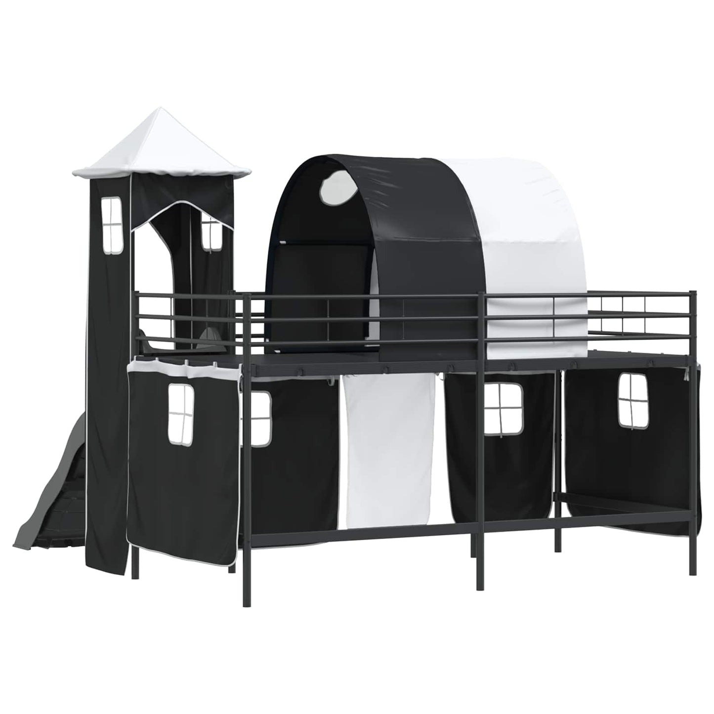 Børns Loft Seng Ramme Ensfarvet Sort 107 x 203 cm Metal
