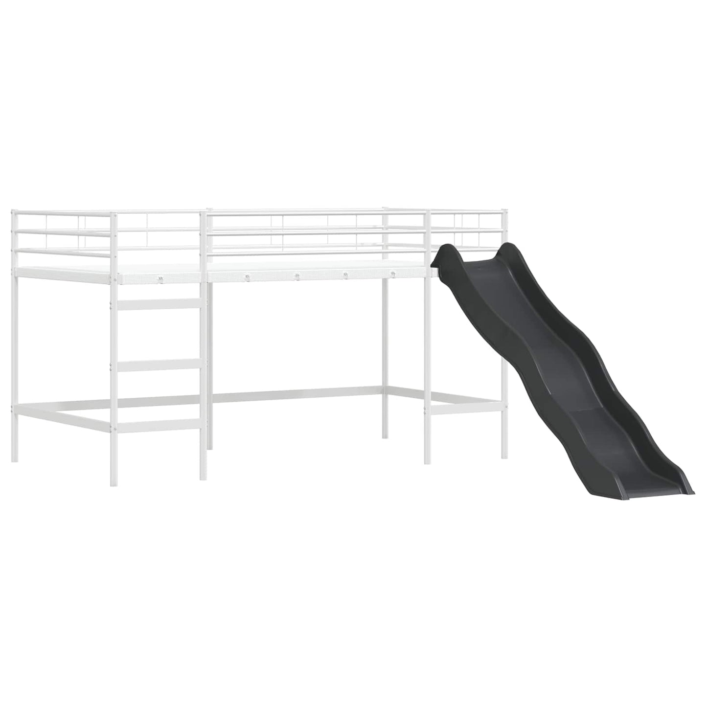 Børns Loft Seng Ramme Ensfarvet Hvid og sort 100 x 200 cm Metal