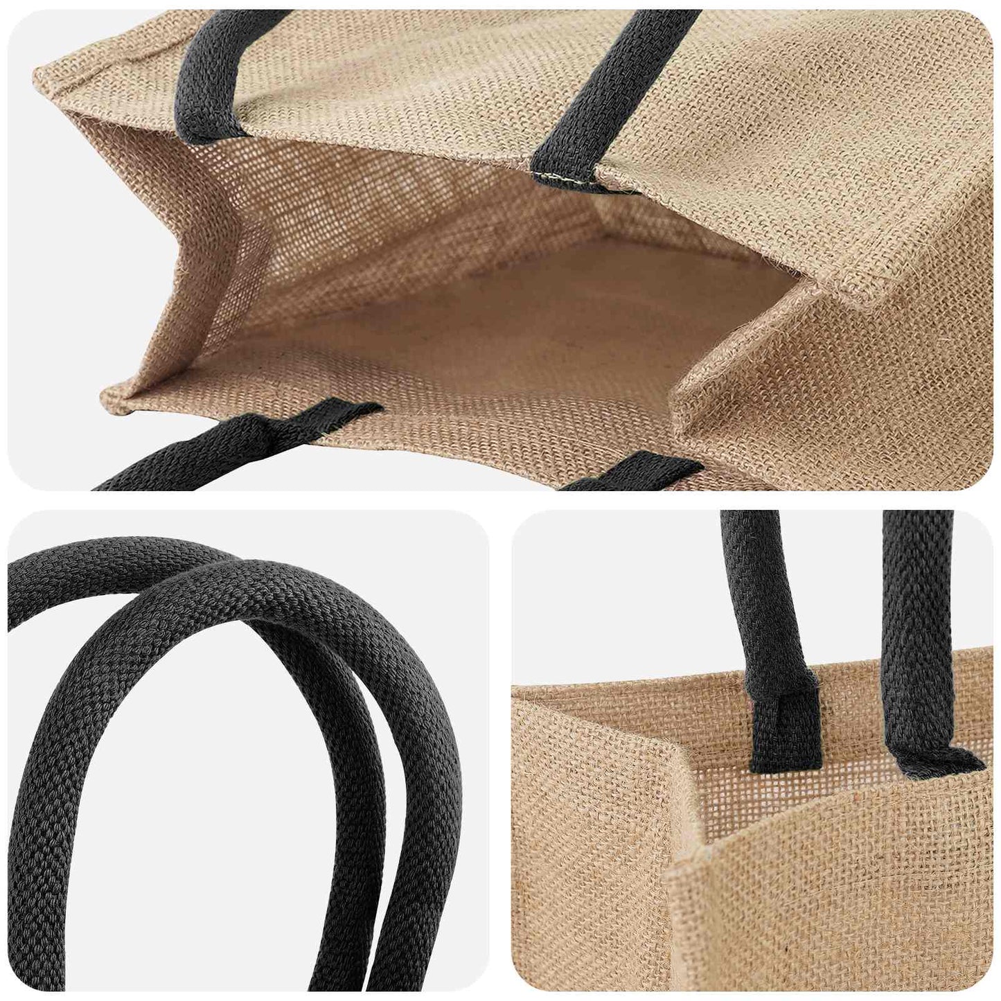 Jute tasker 5 Naturfarvet og sort 26 x 22 x 14 cm