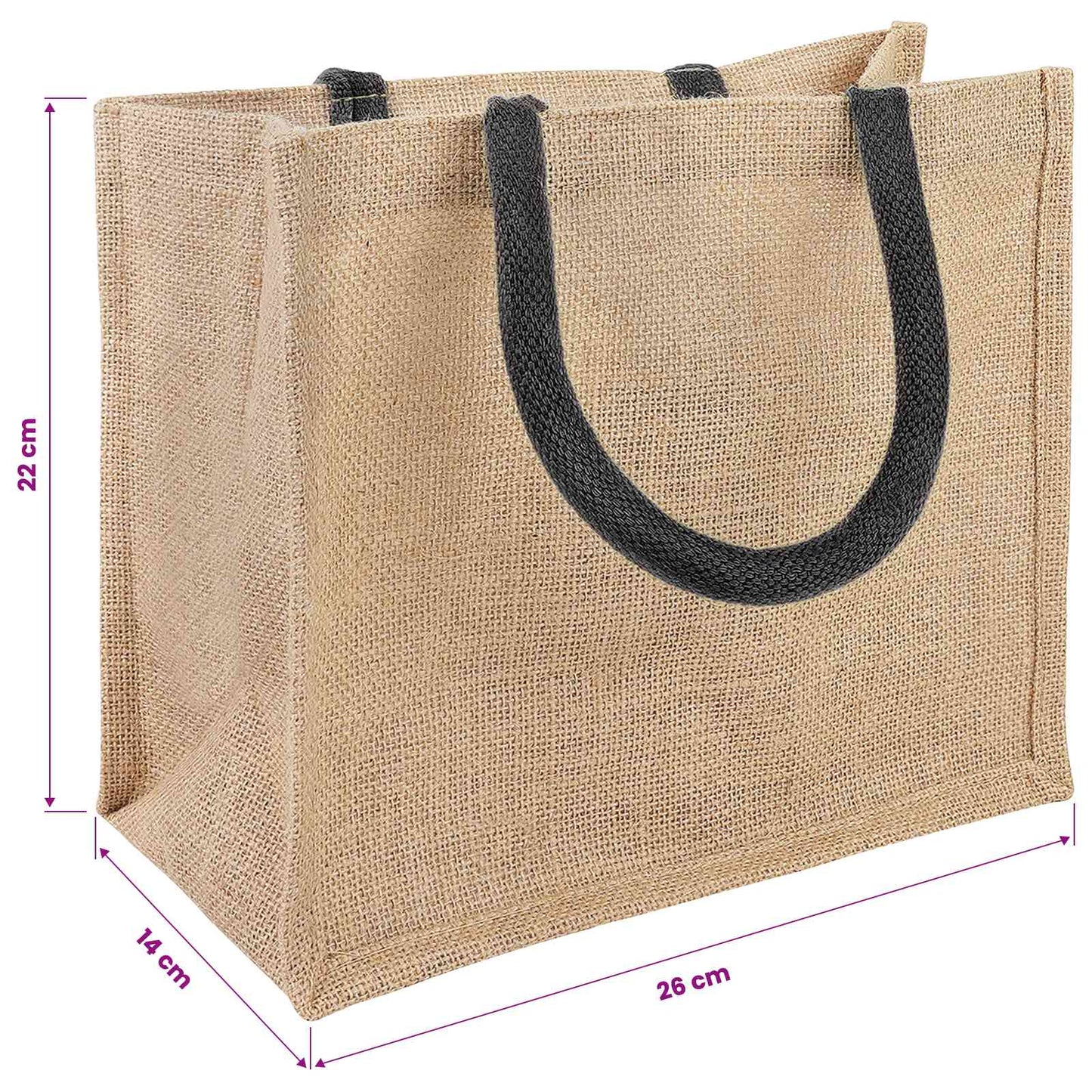 Jute tasker 5 Naturfarvet og sort 26 x 22 x 14 cm