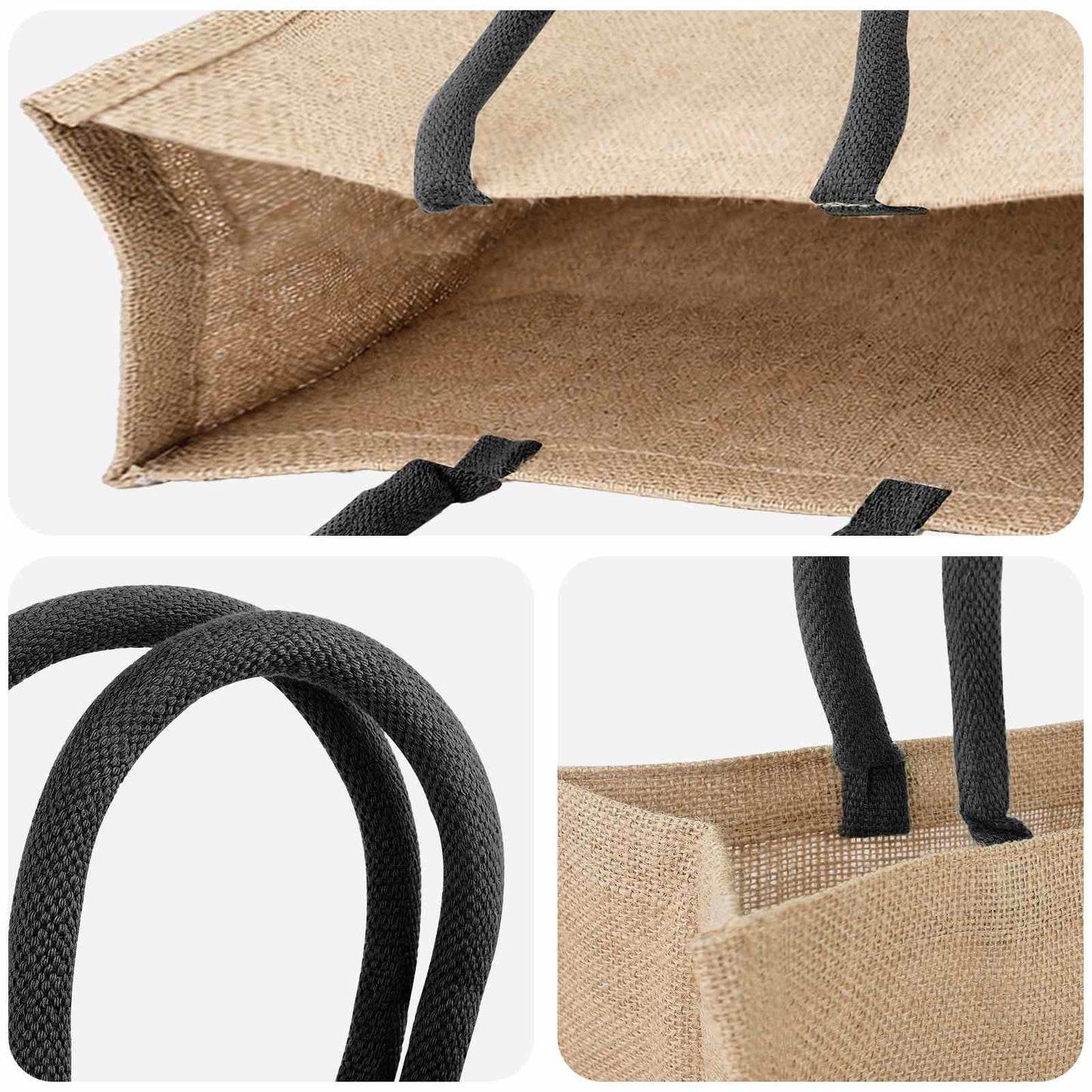 Jute tasker 5 Naturfarvet og sort 42 x 33 x 19 cm