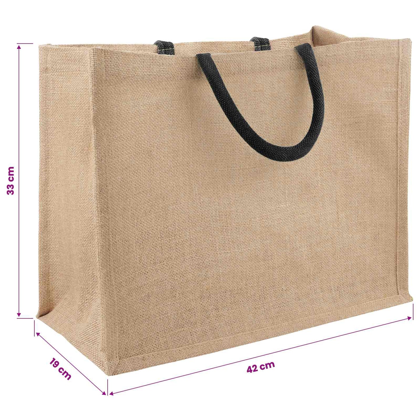 Jute tasker 5 Naturfarvet og sort 42 x 33 x 19 cm