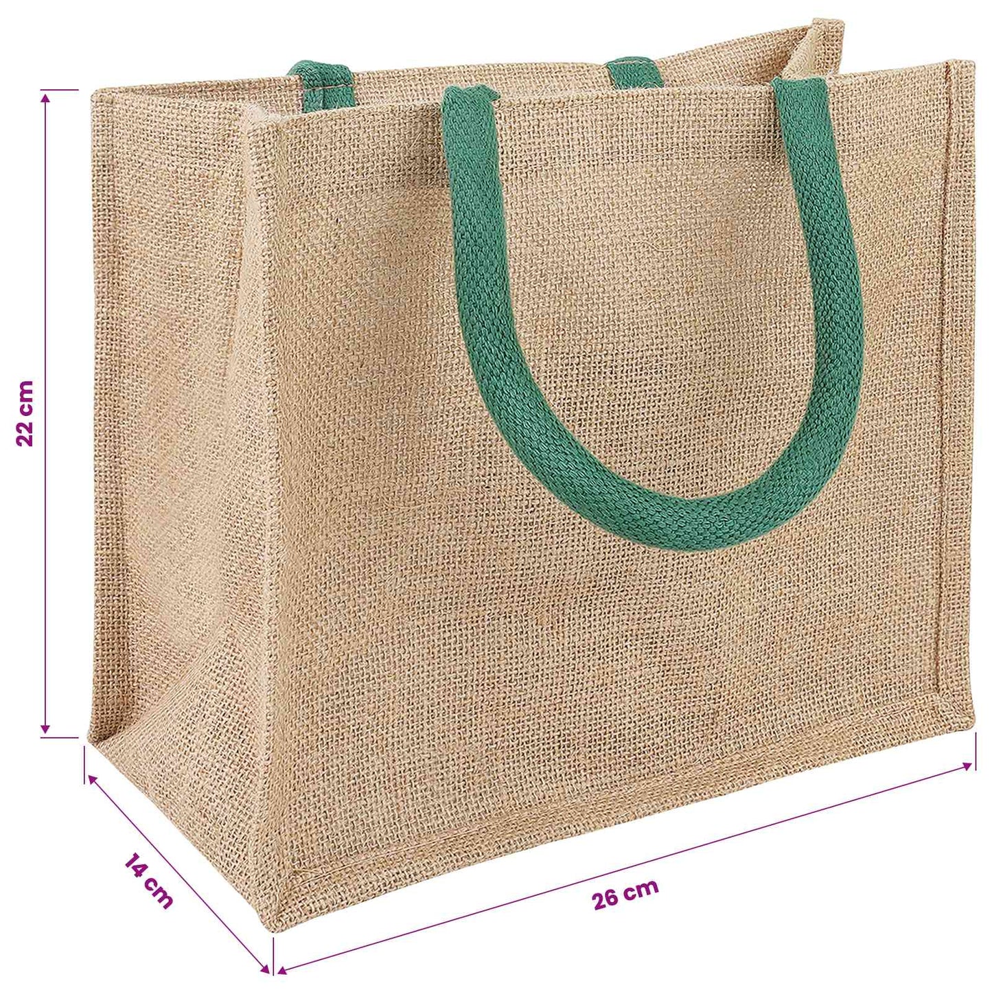 Jute tasker 5 Naturlig og Grøn 26 x 22 x 14 cm 100% Tossa Jute